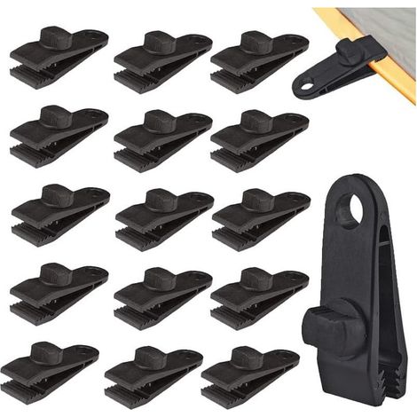 Clip de Bâche Tente Pince, 10 Pcs Clips de Fixation pour Bâche de Tente, Noir (1/5)