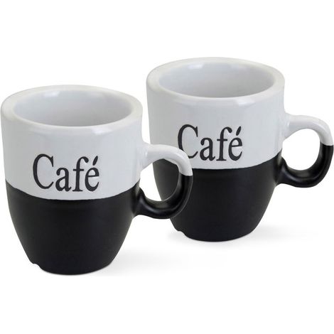 Ensemble de 2 tasses à café noires et blanches de 150 ml