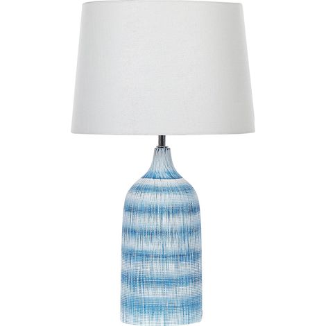 Lampada da tavolo in ceramica blu paralume in tessuto bianco 66 cm Georgina (1/5)