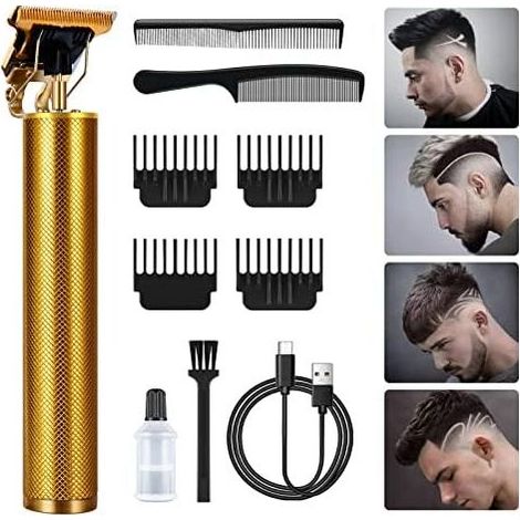 Herren-Haarschneider, elektrischer Barttrimmer, kabelloser Rasierer, wiederaufladbar, leise für Friseursalon und Heimgebrauch (Gold) Gold - (1/5)