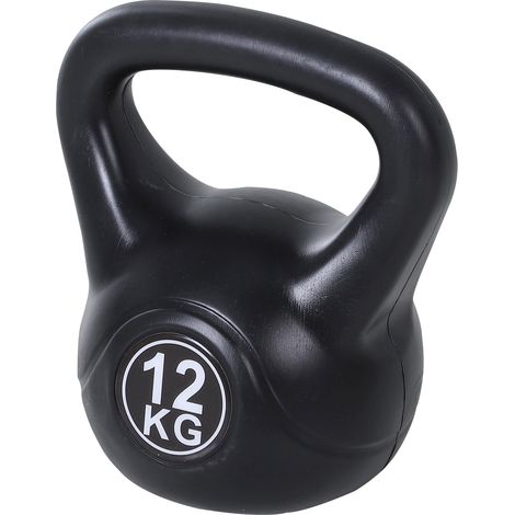 Kettlebell per Allenamento 12 Kg in PVC e Sabbia Nero (1/5)