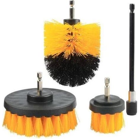 Brosse Nettoyage Perceuse Électrique 4 Pièces Brosse Rotative Nettoyage de Forage Attachement Drill Brush avec Tige d'Extension pour Voiture Tapis Sol Cuisine Salle de Bains Toilette Piscine (1/5)