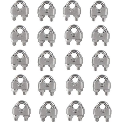 M3 Serre-câbles Etrier U Boulon Clip de Câble 304 Acier inoxydable Selle de pince de Câble Câble métallique Clips pour etendoir linge exterieur20PCS (1/4)