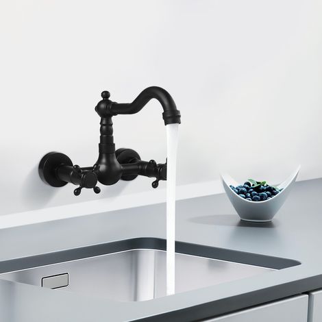 Grifo de pared antiguo para cocina, doble regulación de temperatura, grifo para lavabo (1/5)