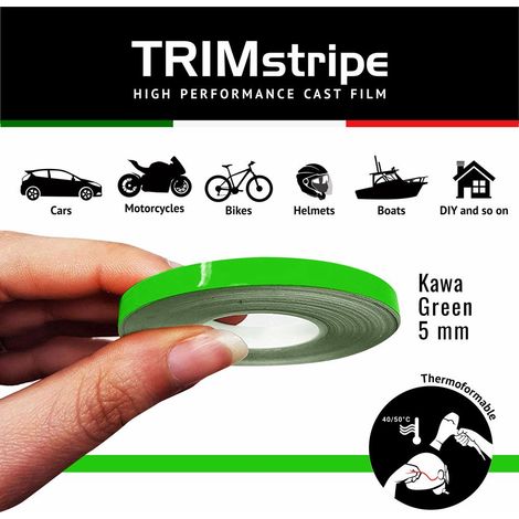 Trim Stripe Strisce Adesive per Auto, Verde Kawa - Dimensione: 5 MM X 10 MT
