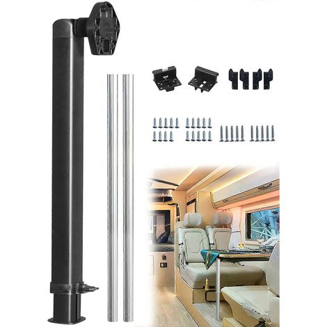 Pieds de table pliables et télescopiques pour camping-car de 54 à 93 cm, avec deux barres transversales de 50 cm, pieds de table réglables, pieds télescopiques, pieds de table pour camping-car, noirs. (1/5)