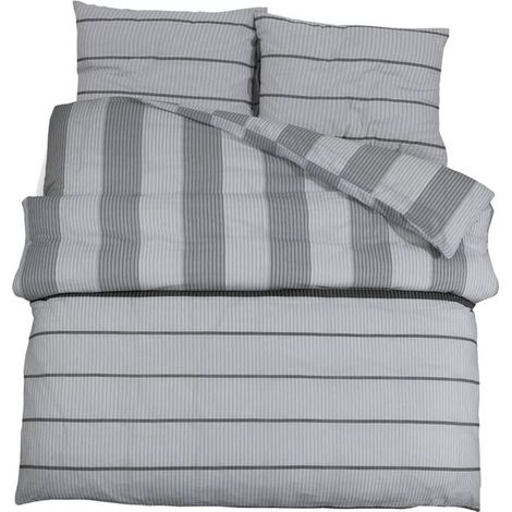 Housse de couette en coton gris, 140 x 200 cm (1/5)