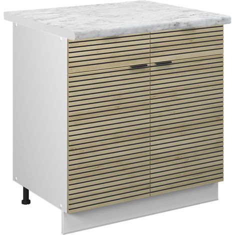 Mobiletto base per cucina Fame-Line, Pannello in quercia, 80 cm , PL Marmo, Vicco