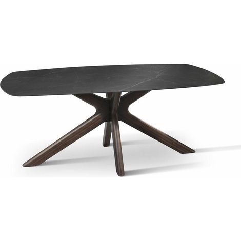 Tavolo Rettangolare 90x180x76 cm in Ceramica Marmo Gemini Nero (1/5)