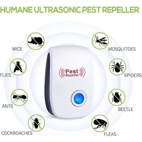 Dispositivo elettronico anti-zanzare e roditori, 4 pezzi, protezione interna ultrasonica per casa, silenzioso e sicuro (1/4)