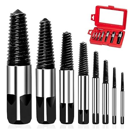 8 Pièces Extracteur de Vis, 4-45mm Métal Extracteur Vis avec Boîte de Rangement pour Goujons de Endommagés (Noir) (1/5)