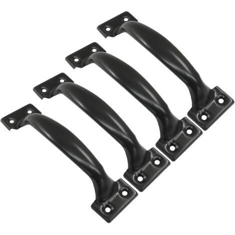 Set of 4 Vintage Barn Door Handles for Kitchen Cabinets, 101mm Hole Center, Black Iron (1/5)