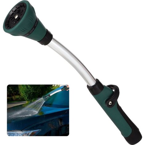 Lance d'arrosage de jardin 15 pouces, pistolet de tuyau avec 8 modes de pulvérisation réglables et arrêt par pouce pour lavage auto, arrosage pelouse/fleurs, nettoyage terrasse (1/4)
