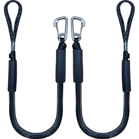Crea – Ligne d'amarrage élastique 4 pieds – Corde PE + PP avec crochet – Lot de 2 – Absorption des chocs pour bateaux et kayaks (1/5)