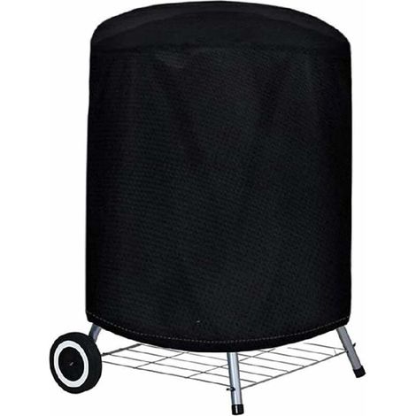 Round BBQ Grill Cover Round BBQ Grill Cover 420D Oxford Cloth Waterproof Cover Outdoor Waterproof/Anti-UV/Dustproof (70 x 70cm) - Black (1/4)