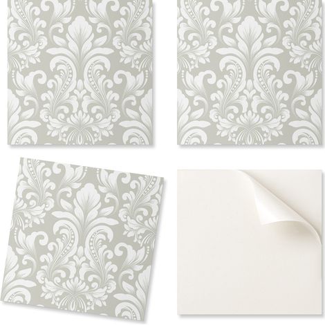 Azulejos de vinilo para pared con estampado para comedor, dise帽o de plantas con adornos, 20x20x20 cm.