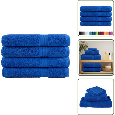 The Living Store Serviettes de qualité supérieure SOLUND 4 pcs bleu 600 g/m² - Serviettes De Bain - Serviettes De Plage - Serviettes En Coton - Serviettes Bleues - Serviettes Douces