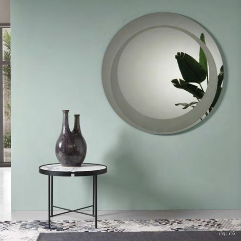 Specchio tondo con decorazione sabbiata D120 cm LEVI Fume' (1/3)