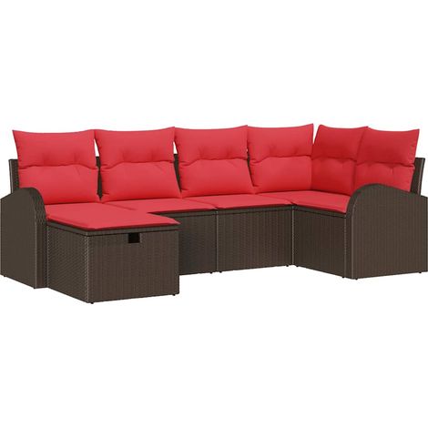 Maison Exclusive - Sofa Set mit Kissen 6 pcs Braun und Rot Poly-R