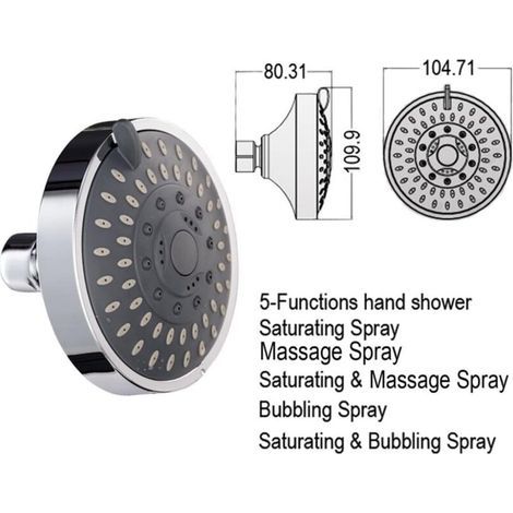 Pommeau de douche suspendu multifonction à 5 vitesses, buse ABS, économie d'eau, massage, brumisateur, douche de salle de bain d'hôtel (1/3)