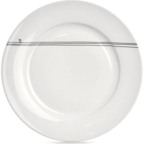 Assiette en porcelaine blanche avec motif coeur passe au lave vaisselle