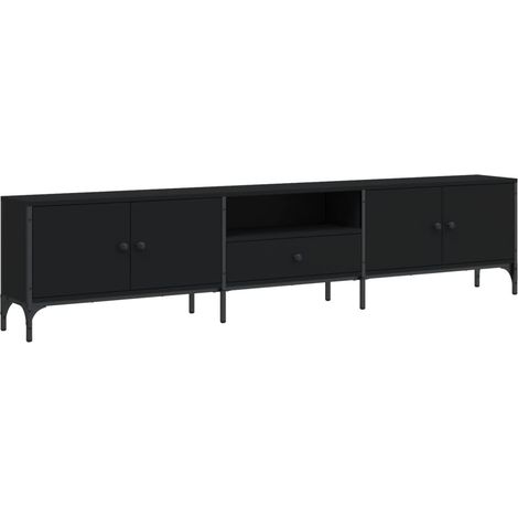 Mobile TV multimediale scaffale per televisione buffet televisivo sala da pranzo soggiorno camera da letto con cassetto 200 x 25 x 44 cm multistrato nero 020026937