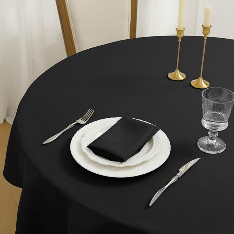 Runde Tischdecke 160 cm Schwarz, abwaschbar, wasserabweisend, elegant