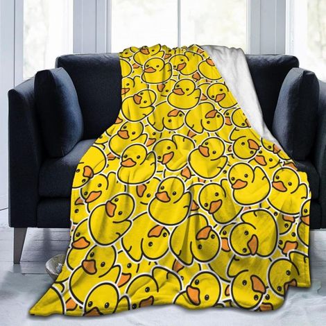 Beyamis Couverture en flanelle ultra-douce motif caneton jaune - Plaid 130x100cm pour toutes saisons (1/5)