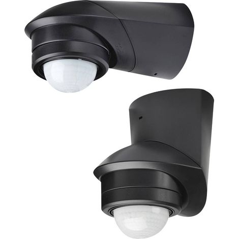 Grothe 94535 Da parete Rilevatore di movimento ad infrarossi passivo PIR 360 ° Relè Nero IP55