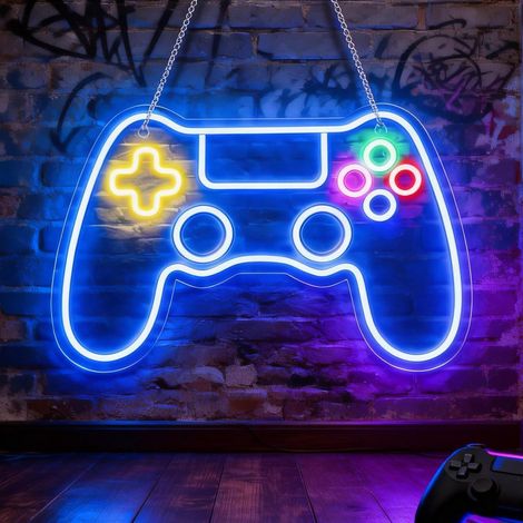 Enseigne Lumineuse, Neon Led Gaming Manette, Décoration Gaming, Gamer Decoration Chambre Murale Lampe, Réglable, Connexion Usb, Pour Décorer Un Mur, Un Cadeau Ou Une Fête (1/5)