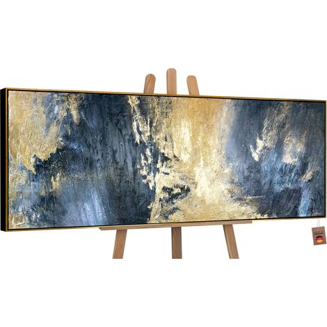 Gemälde Spiegelungen Rahmen Schwarz-Gold 120x40 cm (1/5)