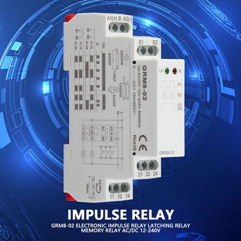 Relais bistable à impulsion 12-240V AC/DC, relais à mémoire, verrouillage électrique GRM8-02 (1/5)