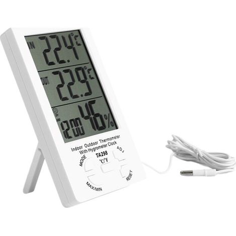 Thermomètre LCD pour l'intérieur et l'extérieur avec alarme et hygromètre. (1/4)