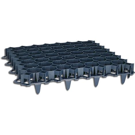 Kunststoff Rasengitter schwarz Rasen-Gitterplatte Wabe Gehwegplatte 50x50x4 cm