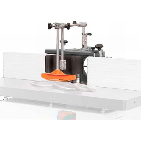 Presseur de sécurité pour toupie alésage 30 mm – Distance max 180 mm – Dimensions 240 x 270 x 370 mm – Poids 3 kg – Holzprofi