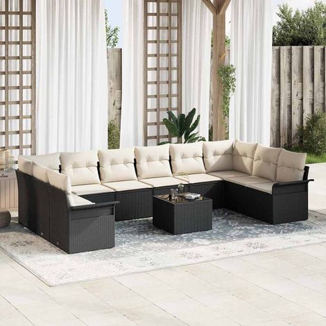 Conjunto de sofá de jardín 11 pcs Marrón ratán sintético vidaXL (1/5)