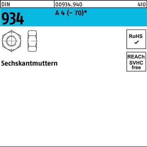 Ecrou hexagonal DIN 934 M18 A 4 (- 70) 10 pièces