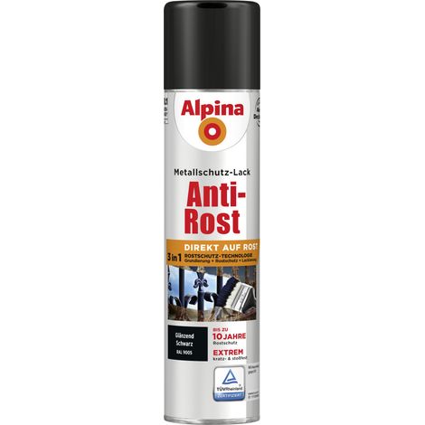 Alpina Sprühmetallschutz-Lack Anti Rost 400 ml schwarz glänzend Sprühlack Lack (1/3)