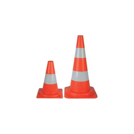 CONO SEGNALETICO STRADALE IN PLASTICA CON BASE E FASCIA RIFRANGENTE- - base cm.28,5x53h. - 5 pezzi