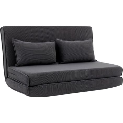 Siège de sol avec dossier canapé-lit pliable en velours côtelé avec dossier réglable et assise spacieuse gris foncé. (1/5)