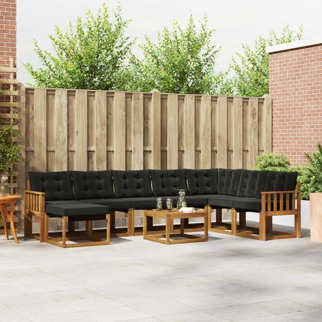 vidaXL Outdoor-Sofagarnitur 9 Stk. Natürlich und Schwarz (1/5)