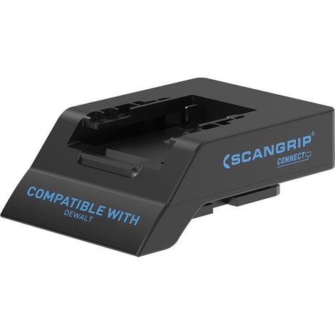 SCANGRIP Connecteur intelligent compatible Dewalt : Utilisez des batteries 18V/20V en toute sécurité sur vos lampes de travail, avec protection contre décharges, surcharges et surchauffes (1/4)