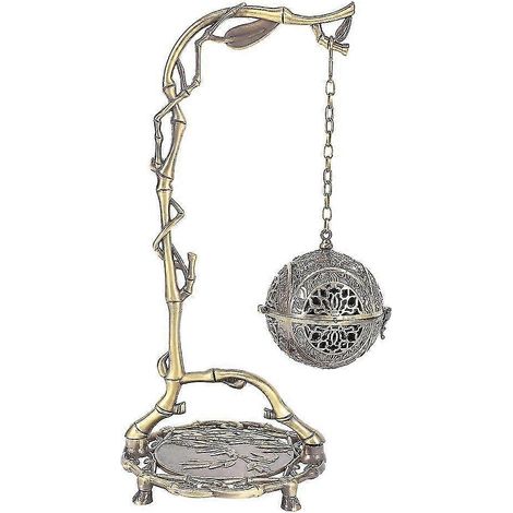 Brûleur d'encens suspendu en forme de boule sculptée de dragon - Décoration Feng Shui en métal bronze (285 x 128 cm) Purificateur d'air (1/5)