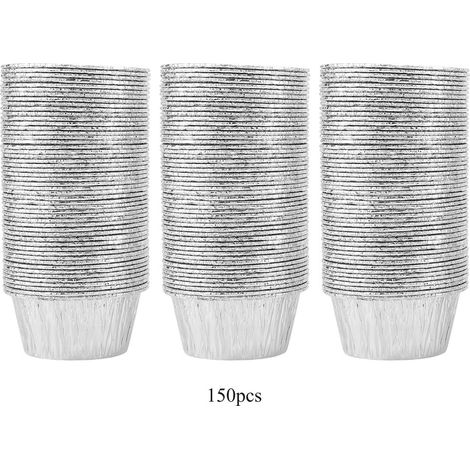 150 runde Einweg-Törtchenformen aus Aluminium zum Backen von Eiern und Kuchen.