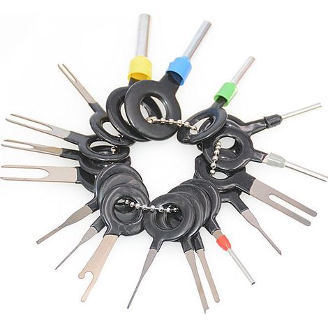 18 Pièces Outil de Déverrouillage de Voiture, Auto Terminals Enlèvement Outil Set, Retrait de Connecteur de Câble de Voiture, Voiture Électrique Câblage a Sertir Connecteur Pin Extracteur Kit (1/3)
