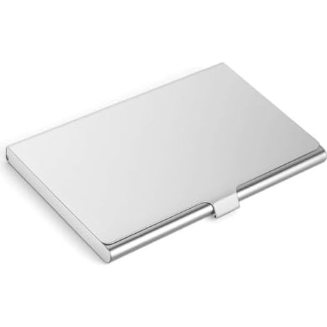 Porte-cartes de visite, 1 pièce professionnel en acier inoxydable, ultra-fin portefeuille métal pour hommes et femmes, étui à cartes de visite portable (Argent)