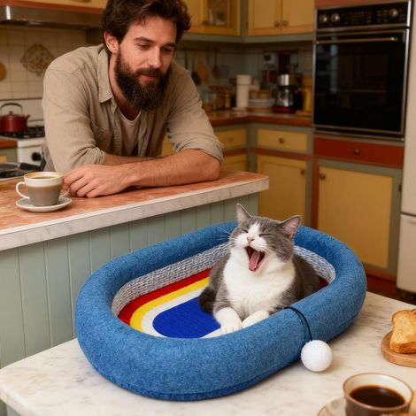 griffer pour chat Chaise longue ovale avec balle Tapis (1/5)