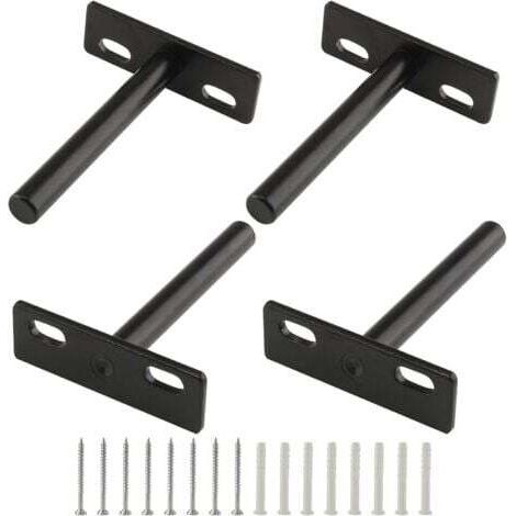 Set mit 4 7,6 cm (3 Zoll) Wandregalhalterungen, robuste, verdeckte Regalhalterungen, Wandbefestigungen für schwebende Holzregale, Schwarz - Wandregal