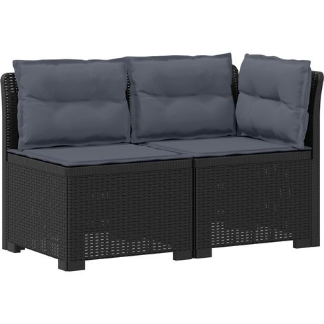 Maison Exclusive - 2-Sitzer Garten-Sofa mit Kissen Rattan-Look PP (1/5)