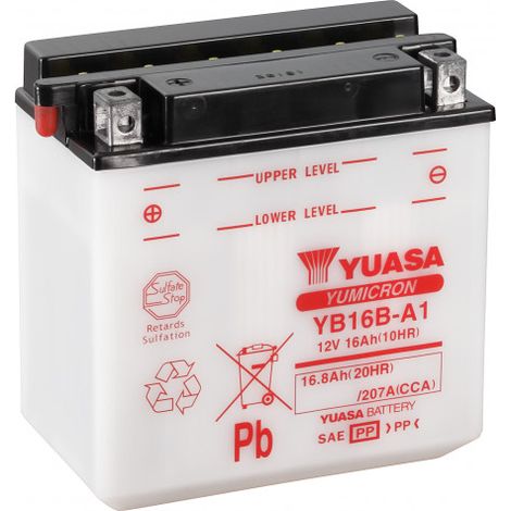 Batterie moto YUASA YB16B-A1 12V 16.8AH 207A (1/2)
